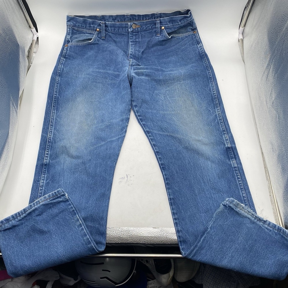 Wrangler 13mwz Jeans Mens‎ 40x34 Western Cowboy Blue Medium Wash Denim VGC Rodeo